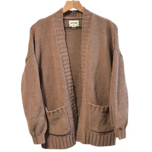 American Eagle Chunky Knit Oversized Tan Open Front Sweater Cardigan Size Small